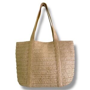 Draper James Straw Bag with Navy Lining